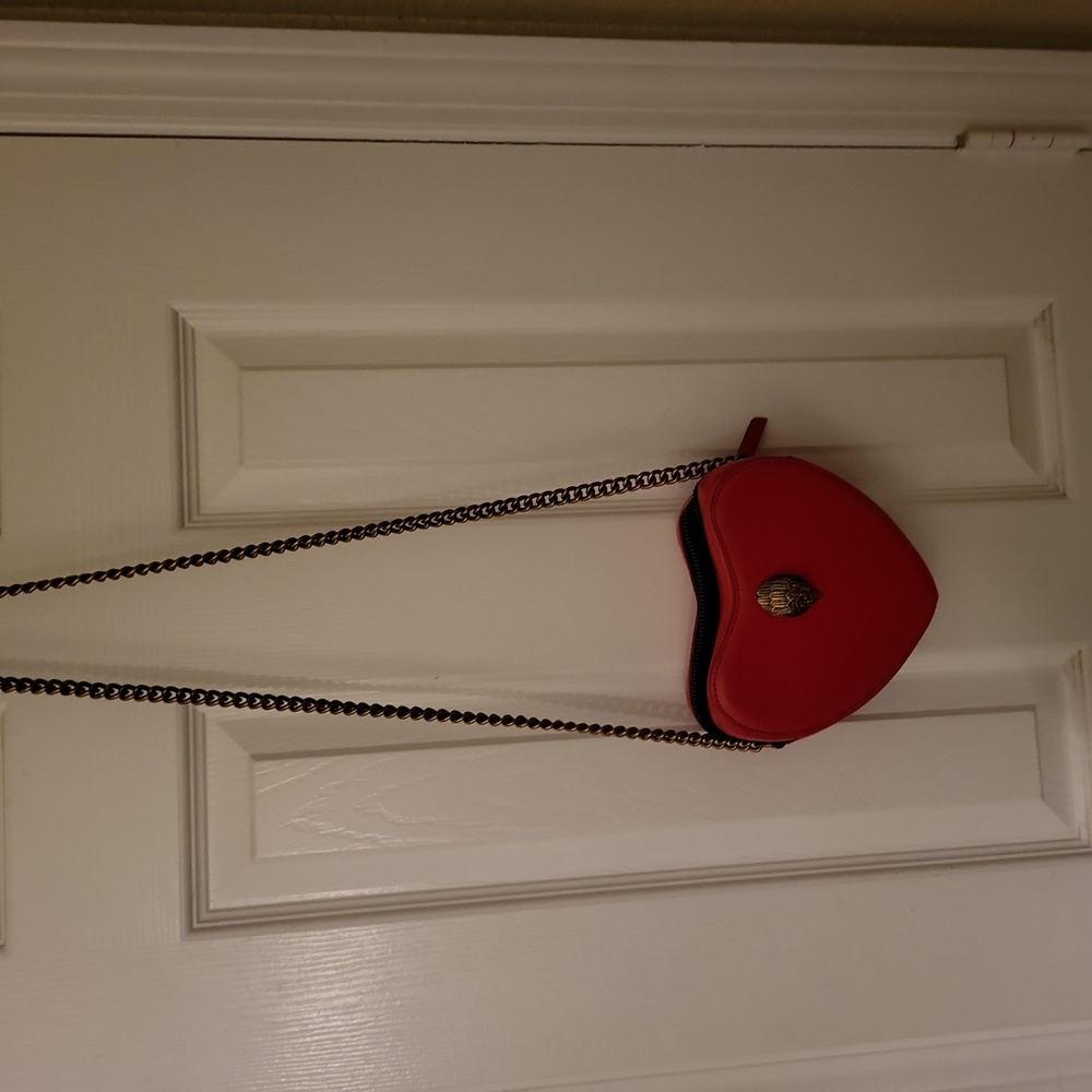 Vibrant Red Crescent Crossbody Bag with Chain Strap